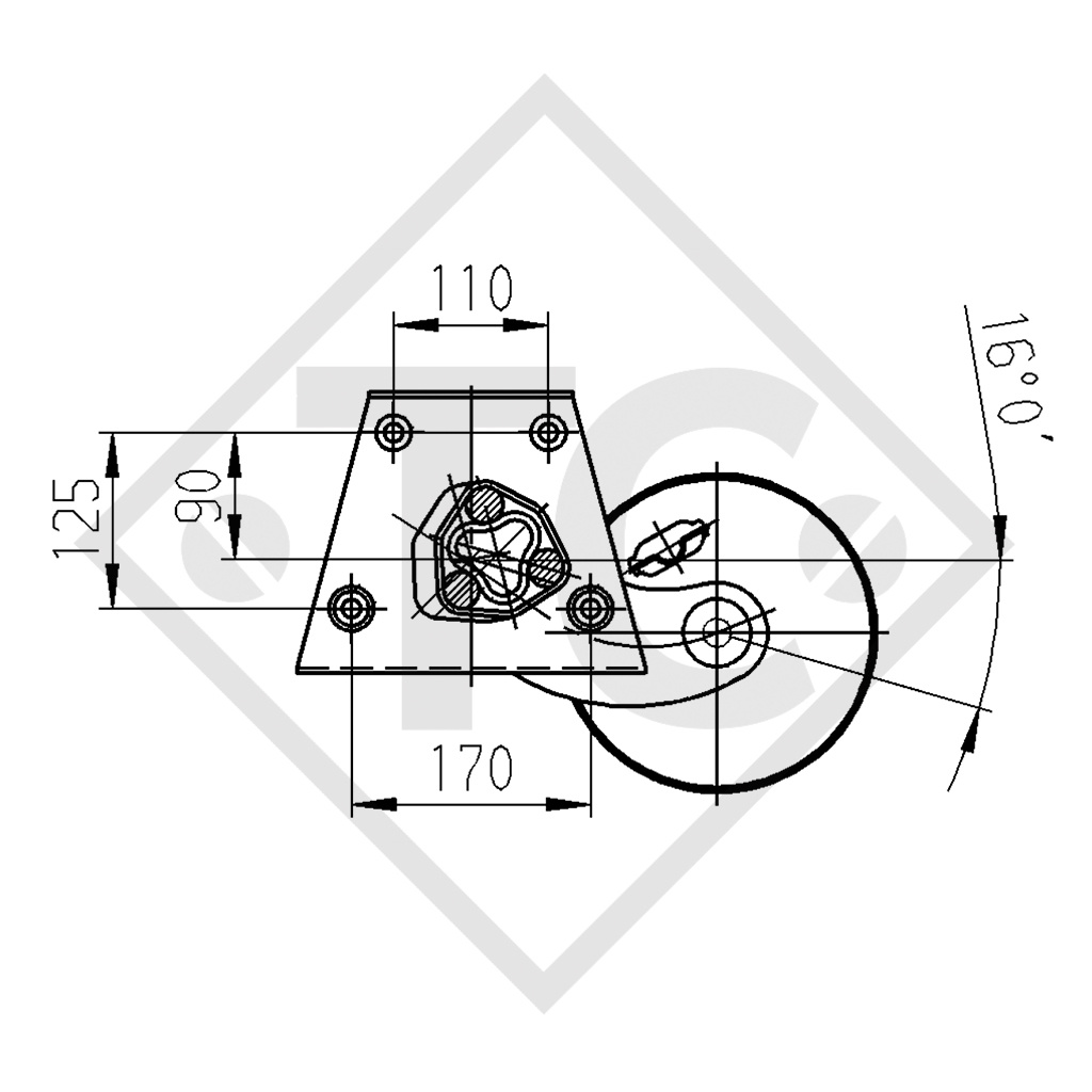 Essieu EURO Plus 1300kg freiné type d'essieu DELTA SI-N 12