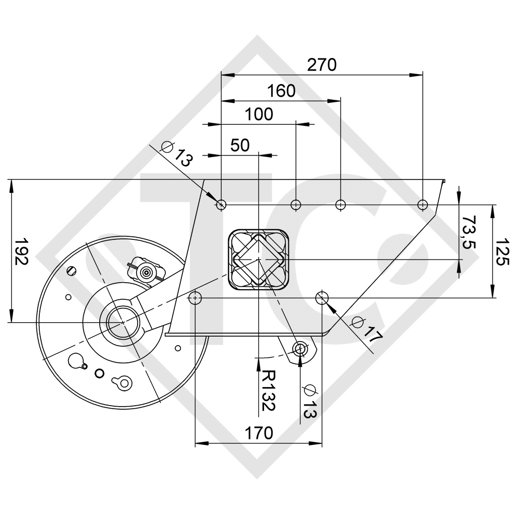 Braked axle SWING 1500kg axle type CB 1505, 46.27.379.785, 4013628