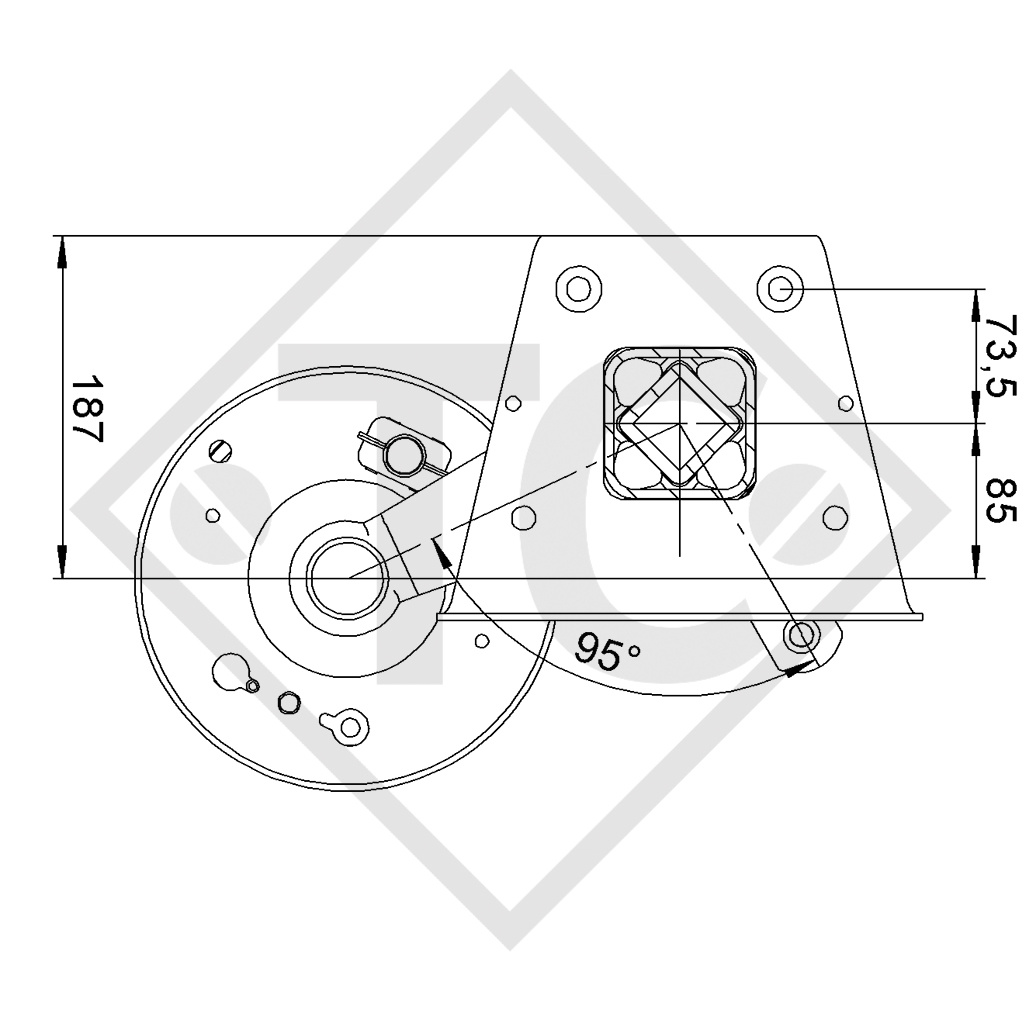 Braked axle SWING 1500kg axle type CB 1505, 46.27.379.639, 4013563