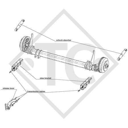 Lowering braked axle SWING 1800kg axle type CB 1805, 46.31.368.063