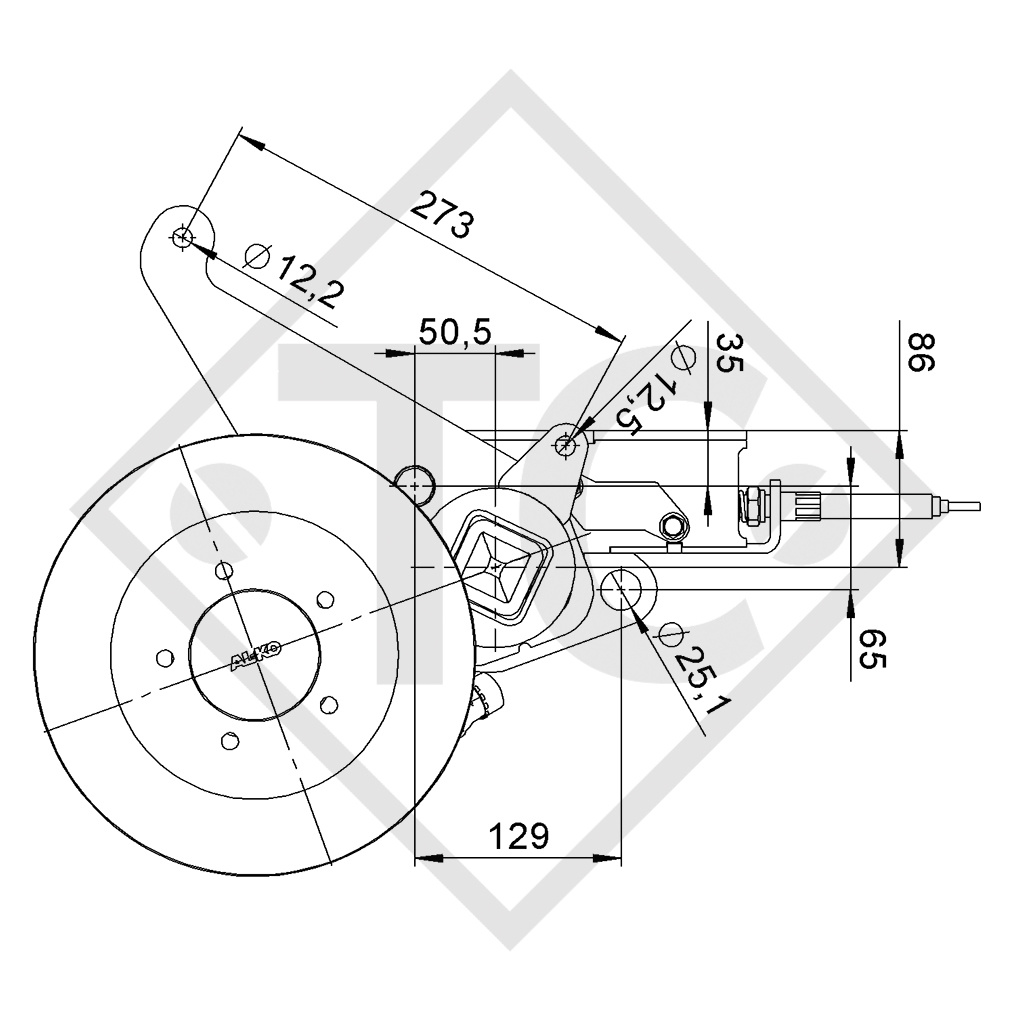 Lowering braked axle SWING 1800kg axle type CB 1805, 46.31.368.063