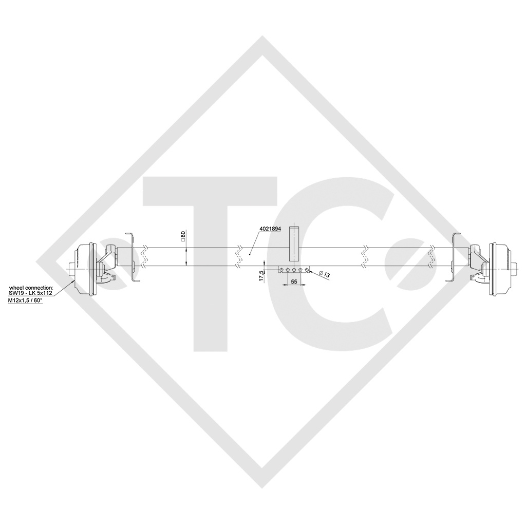 Achse gebremst SWING 1350kg Achstyp CB 1355, 46.24.379.135