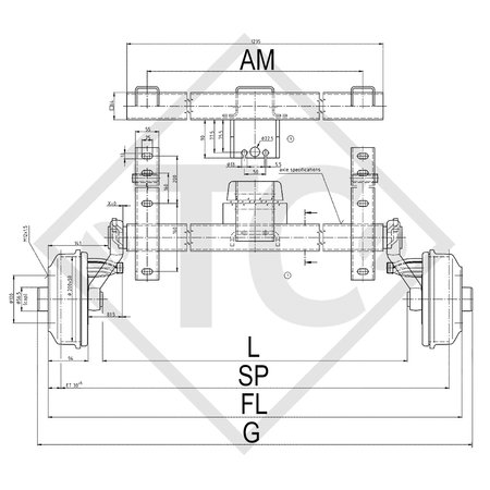 Braked axle 850kg SWING axle type CB 854, 46.16.379.295