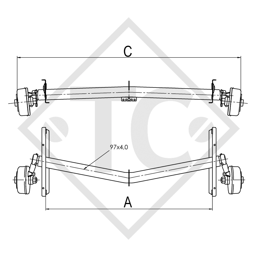 Braked axle 1700kg EURO1 axle type DELTA SIN 14-3, Knaus SUDWIND 500EU