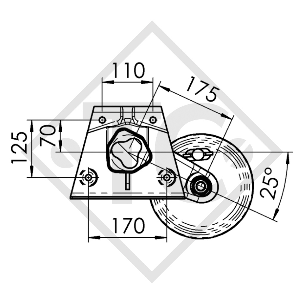 Braked axle 1300kg EURO1 axle type B 1200-5 Home Car Rally 462