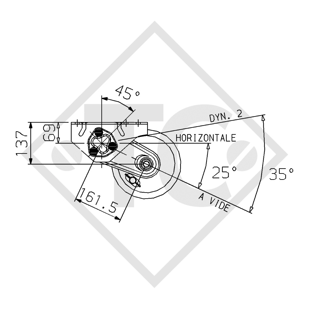 Braked axle 1350kg COMPACT axle type B 1200-6, Lider