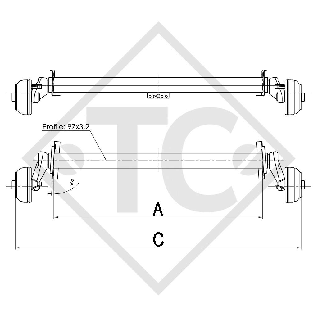 Assale frenato 1000kg EURO1 tipo di assale B 1000-3, Knaus