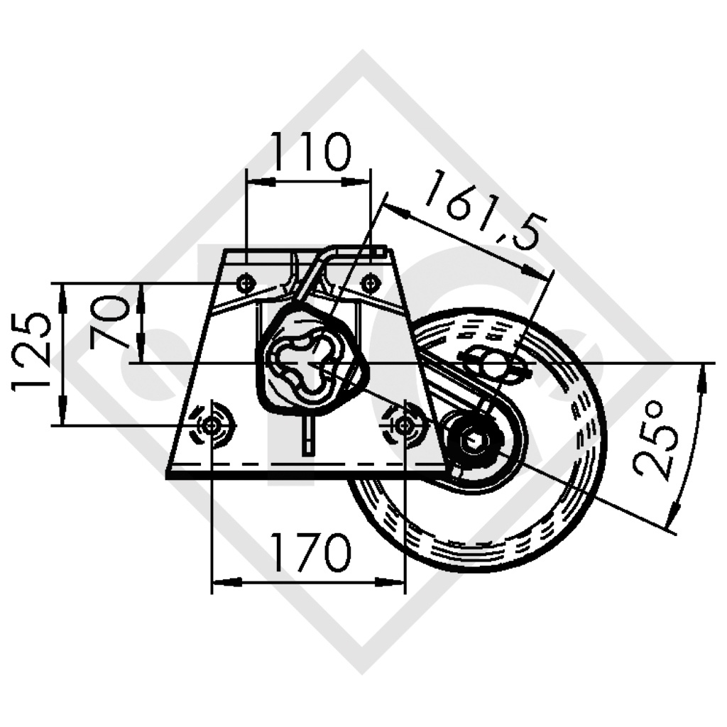 Braked axle 1300kg Euro1 axle type B 1200-5