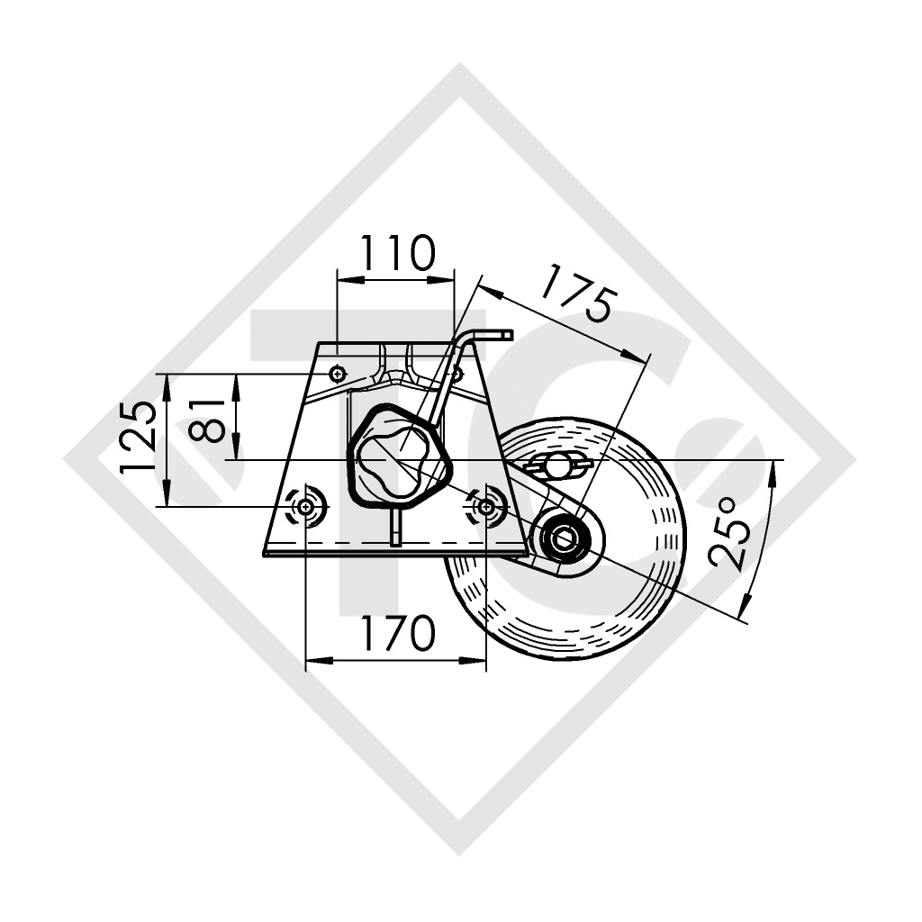 Essieu EURO1 1000kg freiné type d'essieu B 1000-3, WILK