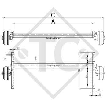 Braked axle 1600kg EURO Plus axle type B 1600-1, Sigg