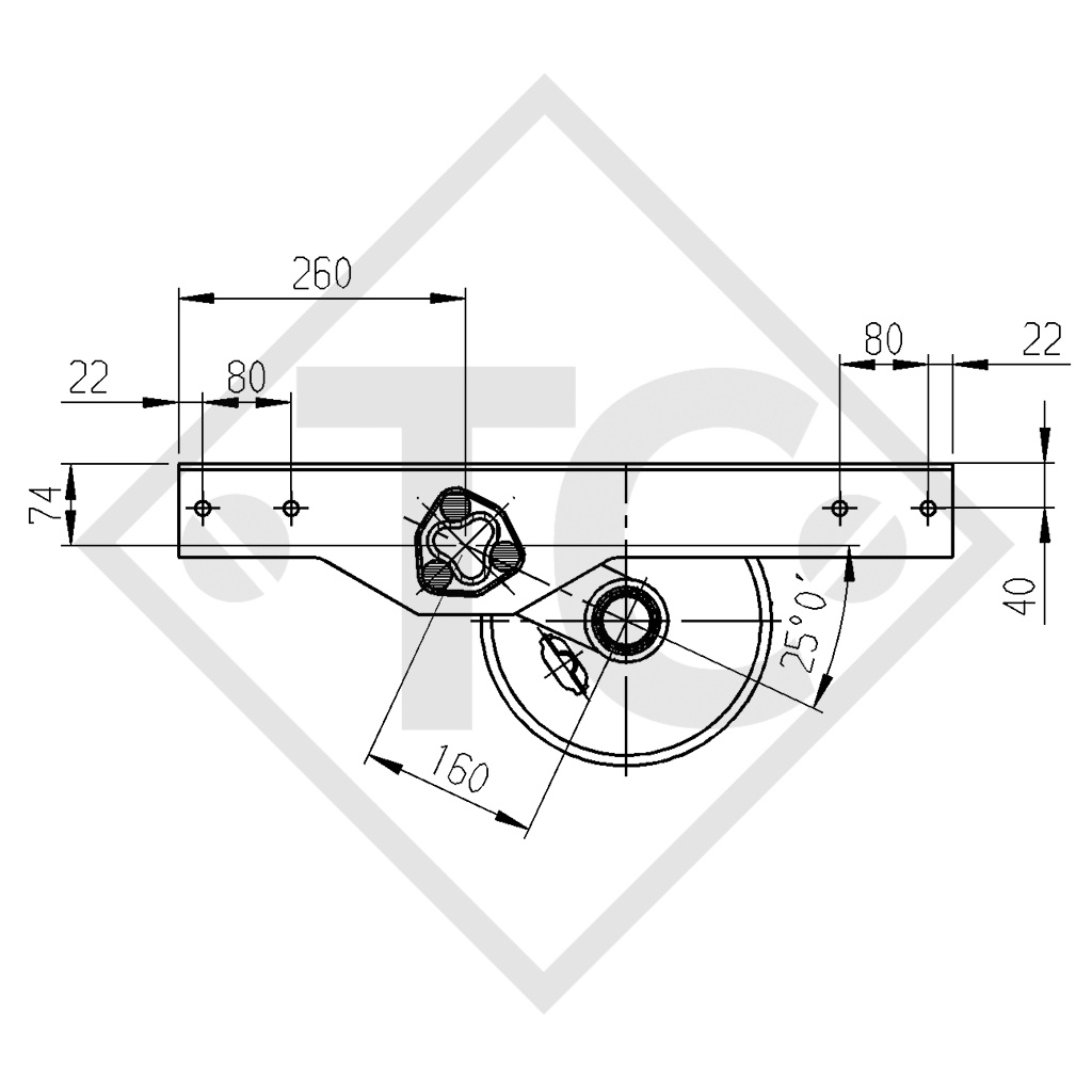 Essieu EURO Plus 1600kg freiné type d'essieu B 1600-1, Sigg