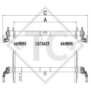 Essieu Peugeot 2100kg type d'essieu CA6 2100TR2