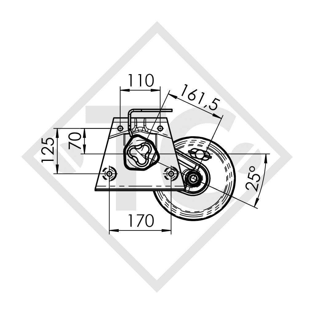 Essieu EURO1 - 1100kg freiné type d'essieu B 1000-5, Adria