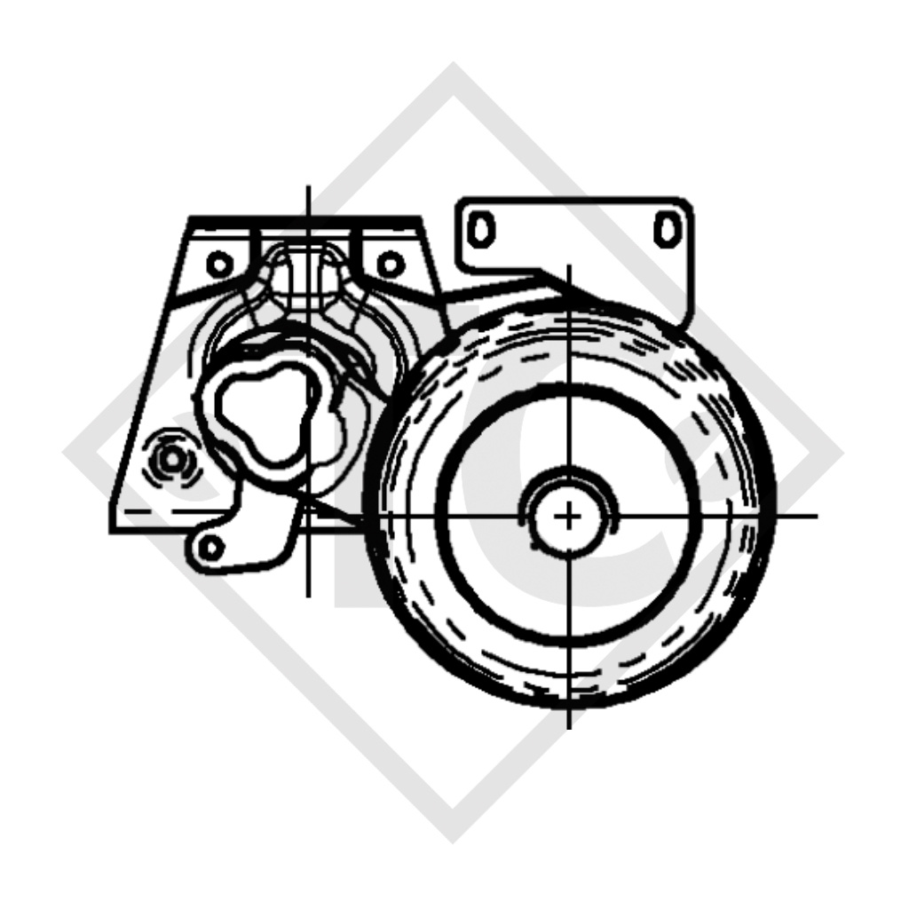 Achse gebremst 1700kg EURO1 Achstyp DELTA SI-N 14-3 mit AAA (Automatische Nachstellung der Bremsbeläge), KNAUS