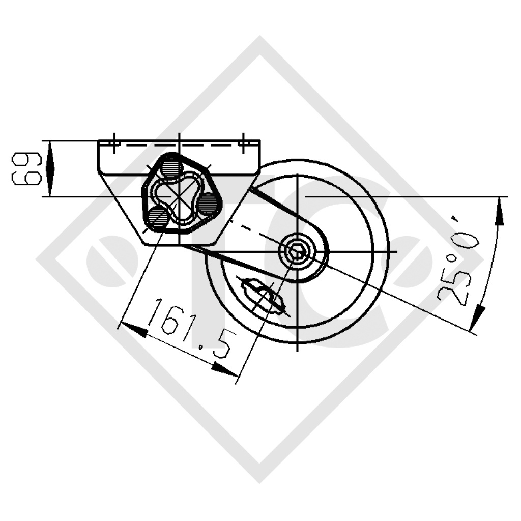 Essieu EURO Compact 1300kg freiné type d'essieu B 1200-5, Ohlmeier