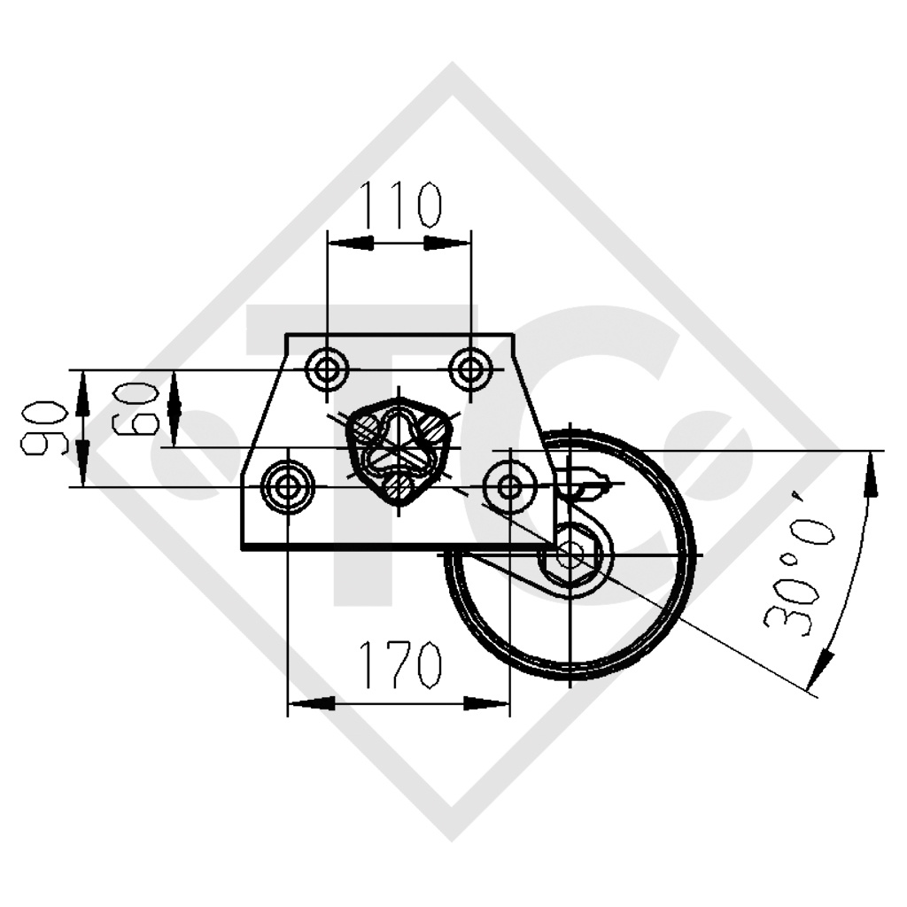 Essieu EURO Plus 1000kg freiné type d'essieu Delta SI  850-10, BÜRSTNER