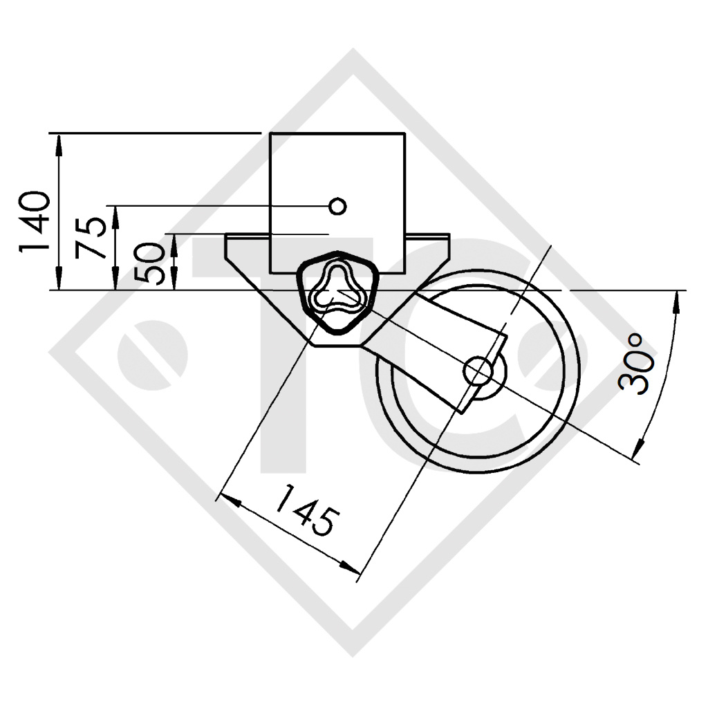 Unbraked axle 750kg PLUS OPTIMA axle type 700-5 with shackle and high axle bracket