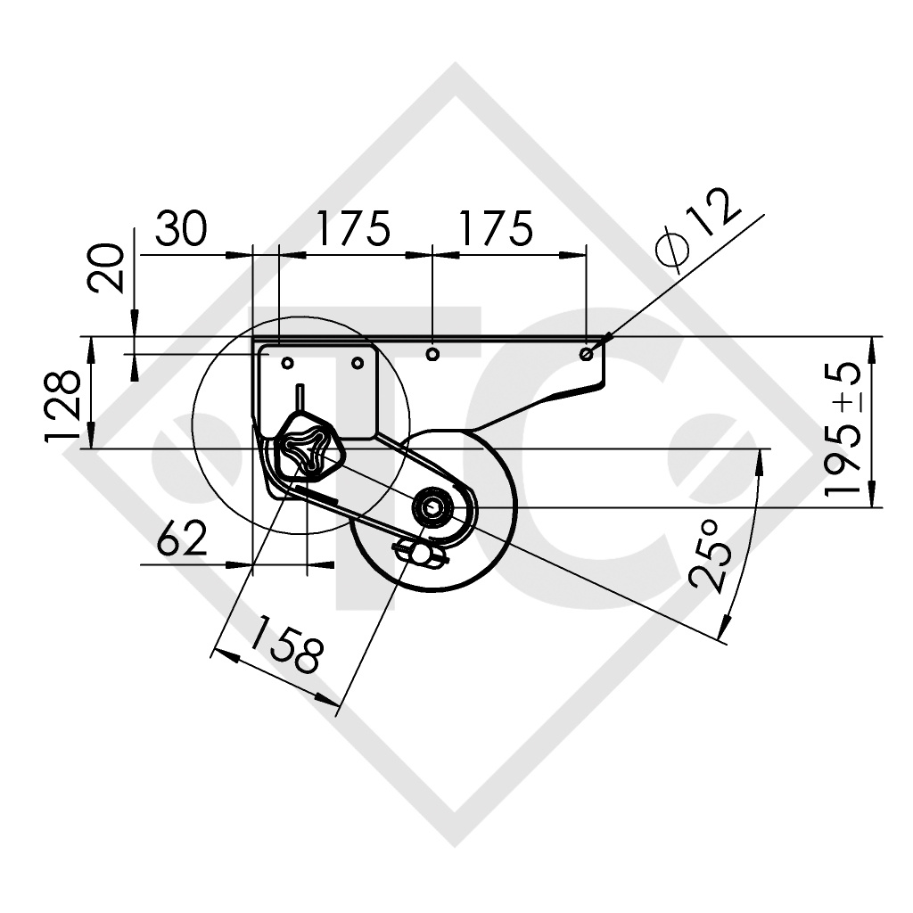 Braked axle 1000kg EURO COMPACT axle type B 850-10, Anssems
