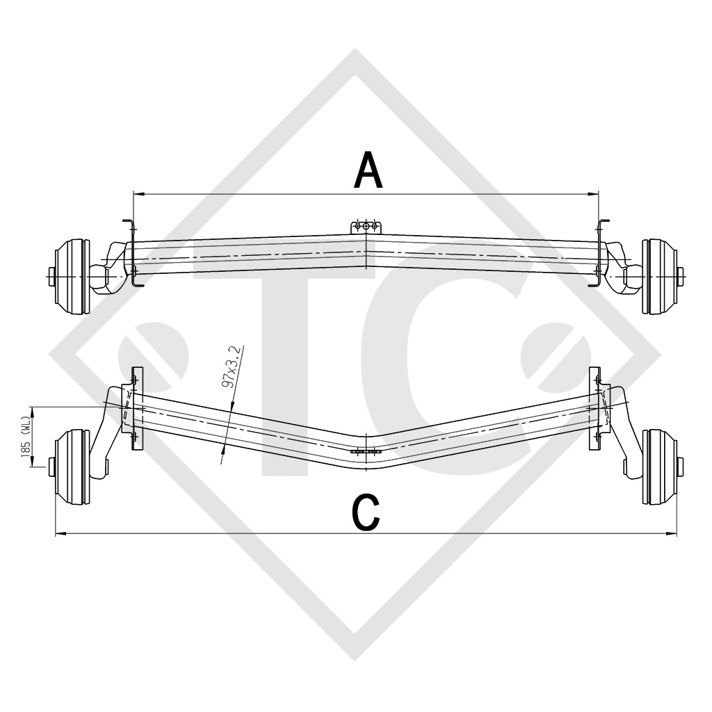 Achse gebremst 1300kg EURO Plus Achstyp DELTA SI-N 12