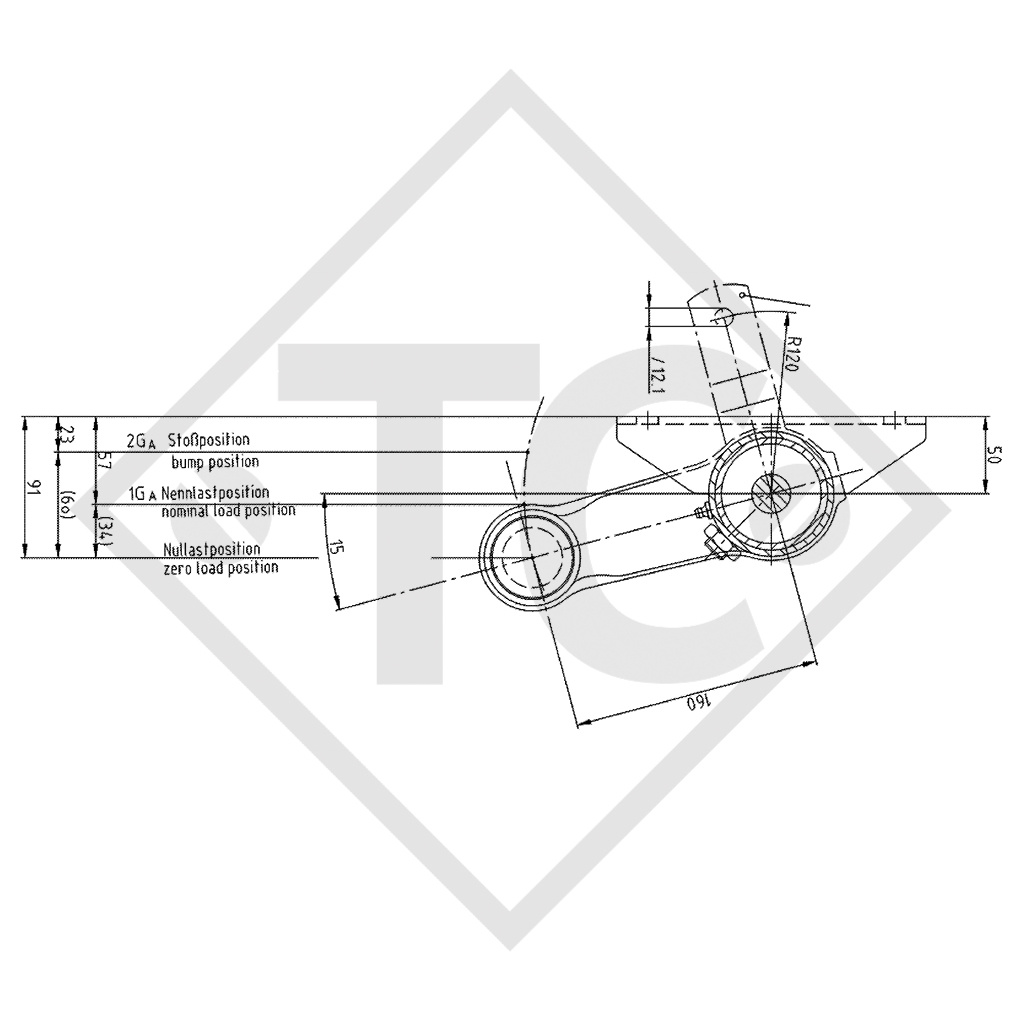 Assale senza freni 1500kg tipo di assale DB 1500, 45.27.000.402