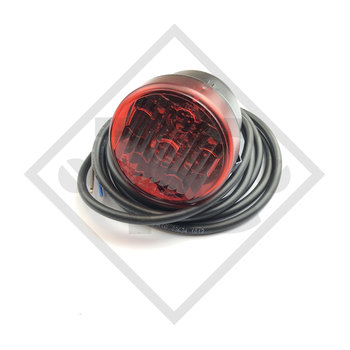 Luz trasera Roundpoint 2 LED 12 / 24V, rojo en óptica de vidrio transparente incl. medio luminiscente 37-7600-707