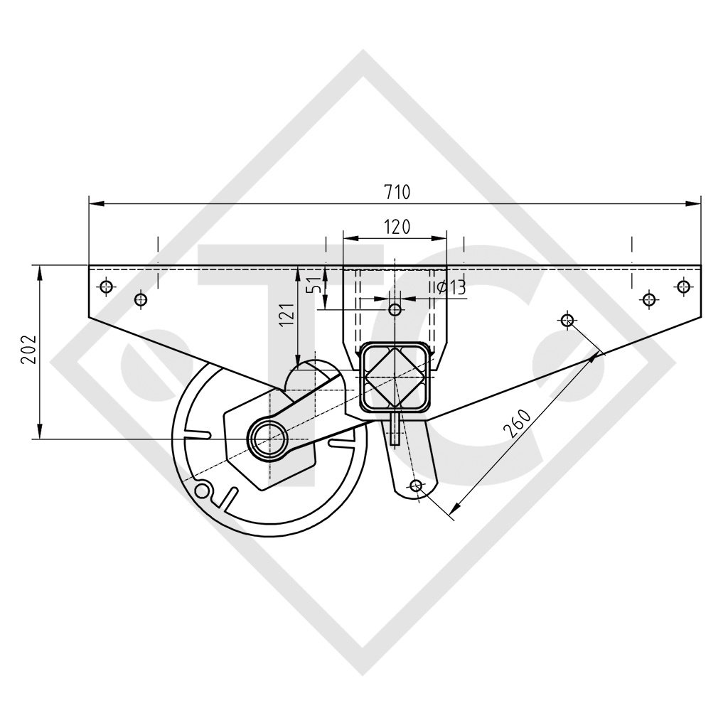 Essieu 1350kg freiné type d'essieu G 1350