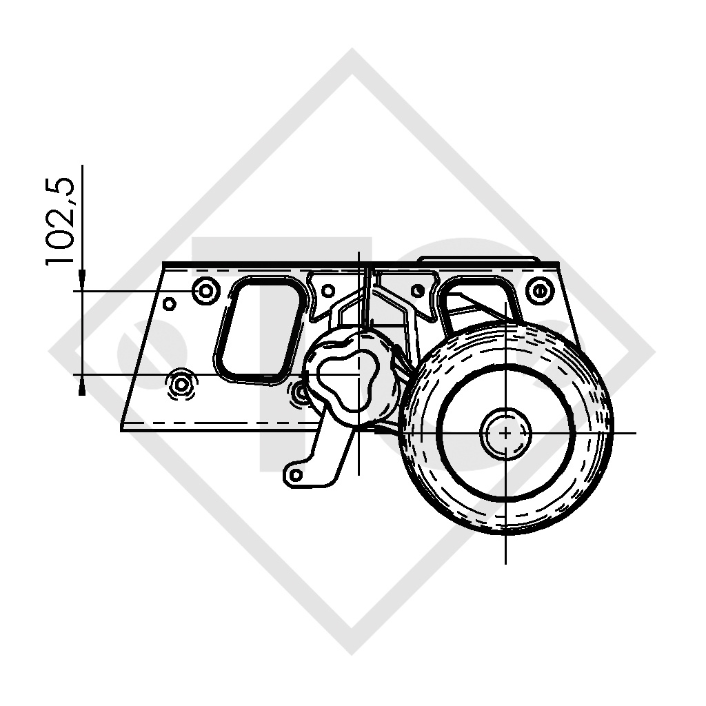 Assale frenato 2000kg EURO1 tipo di assale DELTA SI-18-3 con AAA (Regolazione automatica dei ferodi) KNAUS Tabbert