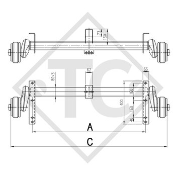 Braked axle 1000kg EURO Compact axle type B 850-10, HUMBAUR