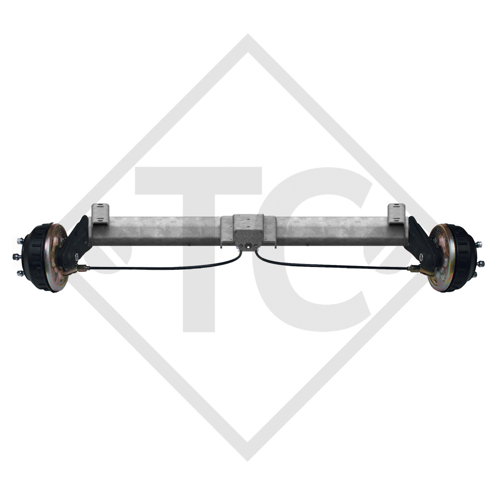 Braked tandem front axle 1000kg BASIC axle type B 850-10 with top hat profile 90mm - Unit price for 10 pieces