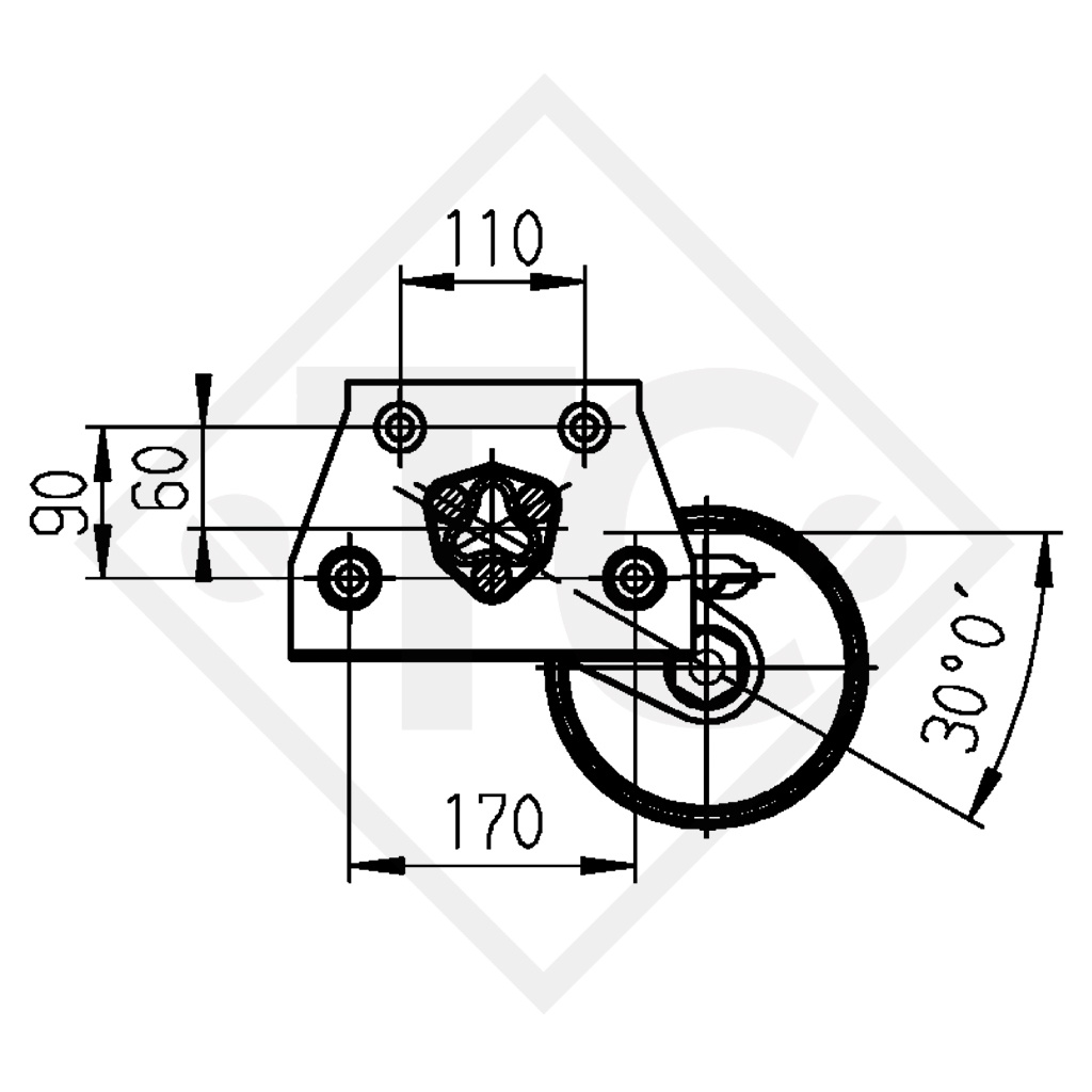 Braked axle 850kg EURO1 axle type DELTA SI-850-4, Dethleffs Nomad 350 HK