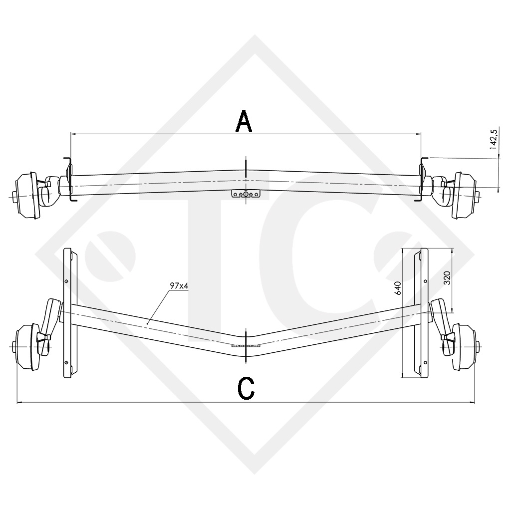 Assale frenato 1500kg EURO Plus tipo di assale DELTA SIN 14-1 - KNAUS SUDWIND 500 FSK