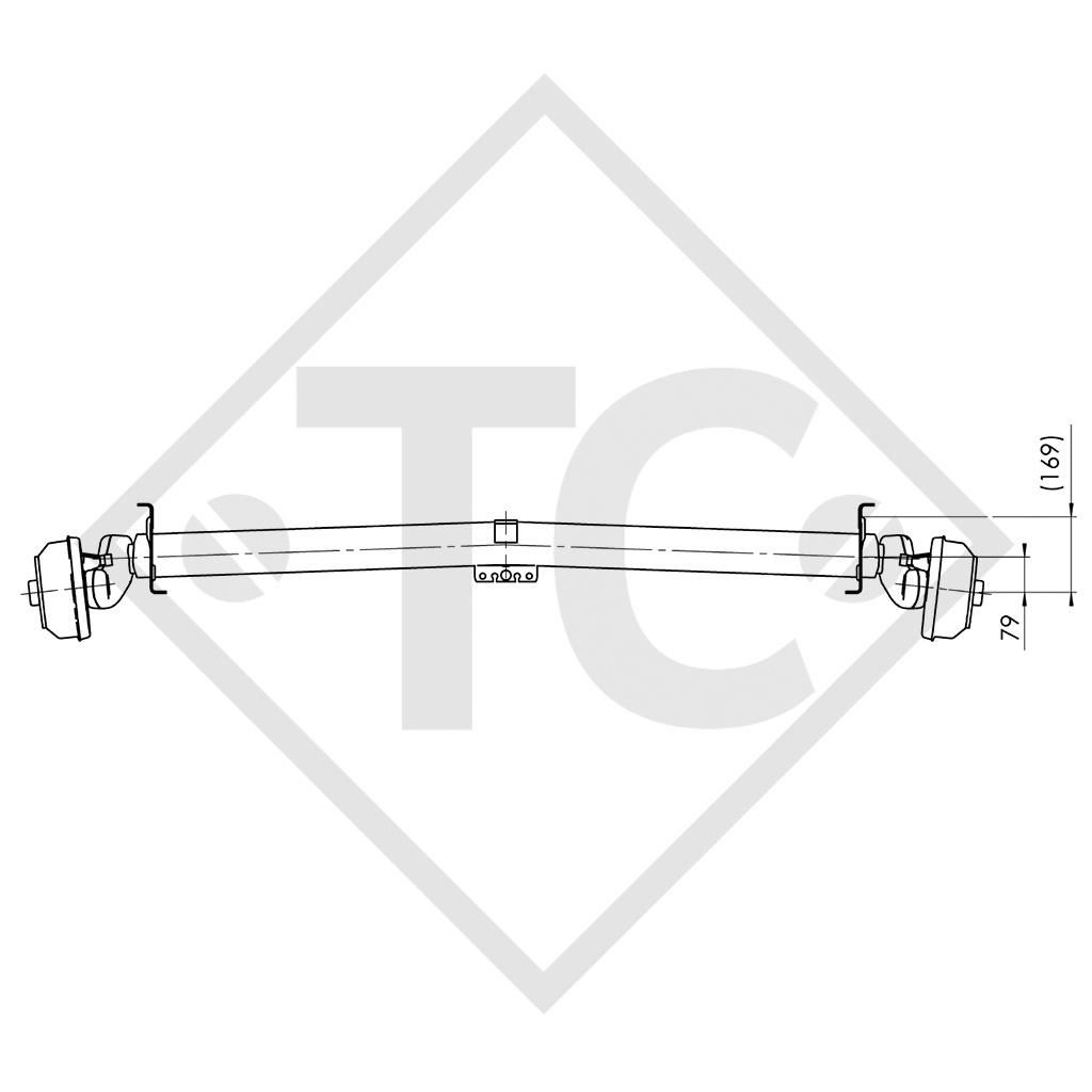 Essieu EURO1 - 1300kg freiné type d'essieu DELTA SIN 12, Tabbert