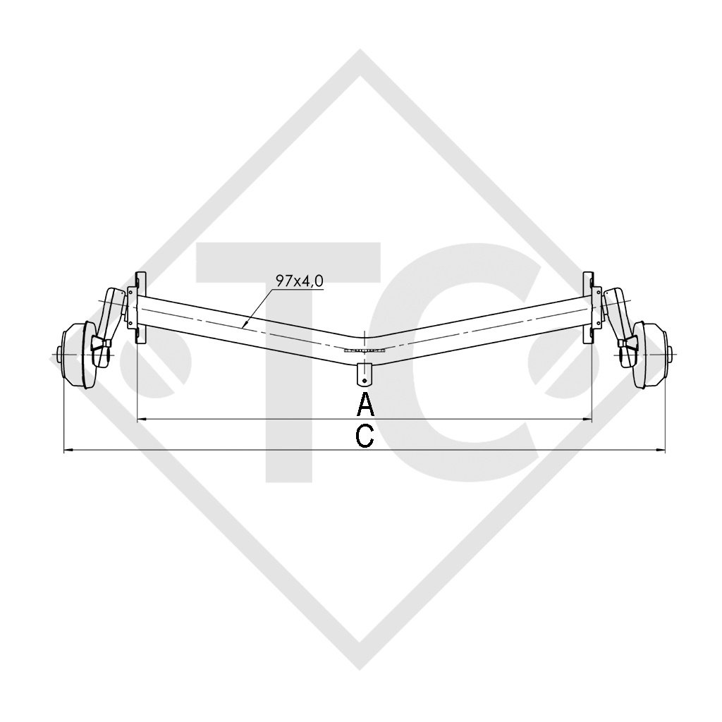 Achse gebremst 1300kg EURO1 Achstyp DELTA SIN 12, Tabbert