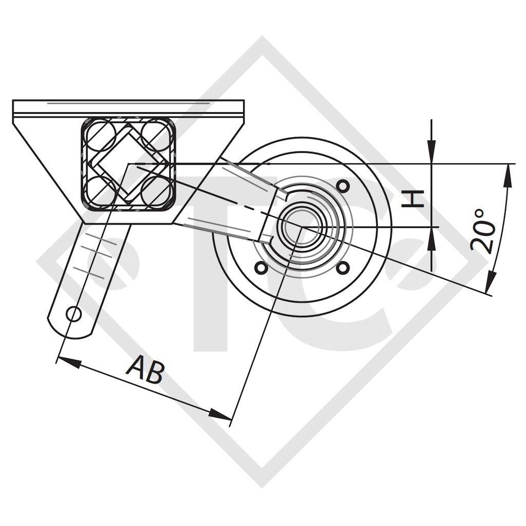 Unbraked axle 850kg axle type WAG 085 L