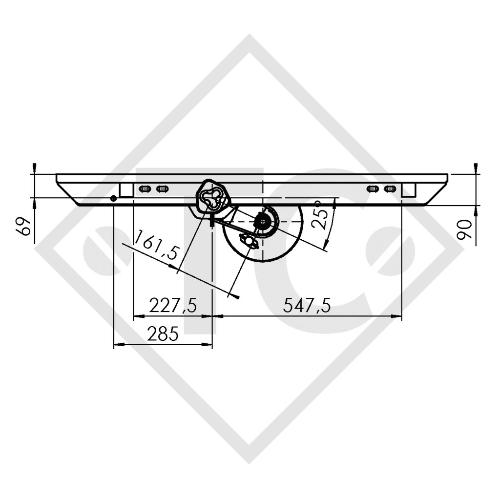 Braked axle 1350kg BASIC axle type B 1200-6