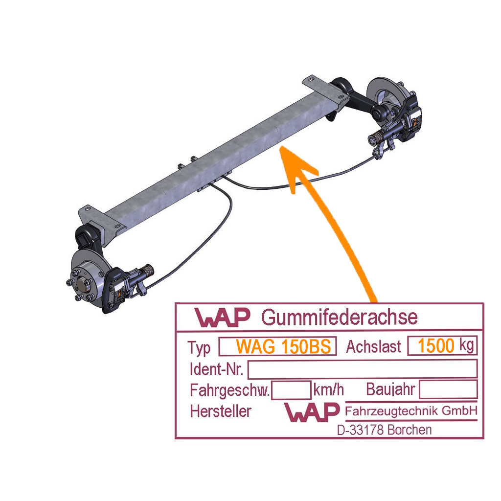 ESSIEU WAG-BS 1500KG FREINÉ, TYPE D'ESSIEU WAG 150 BS