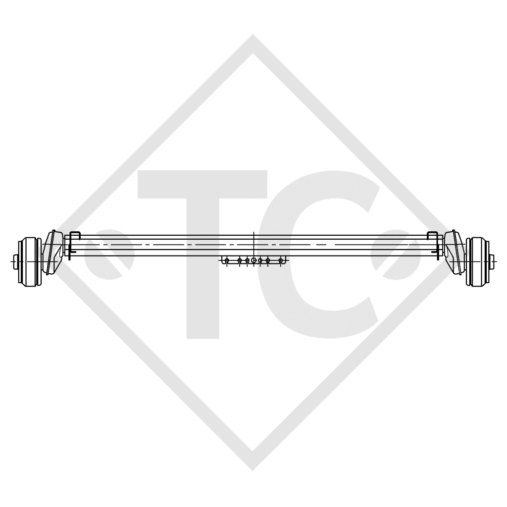 Conjuntos ejes tándem con freno 1600kg EURO Compact tipo de eje 2xB 850-5, Hermann Techau TB1500