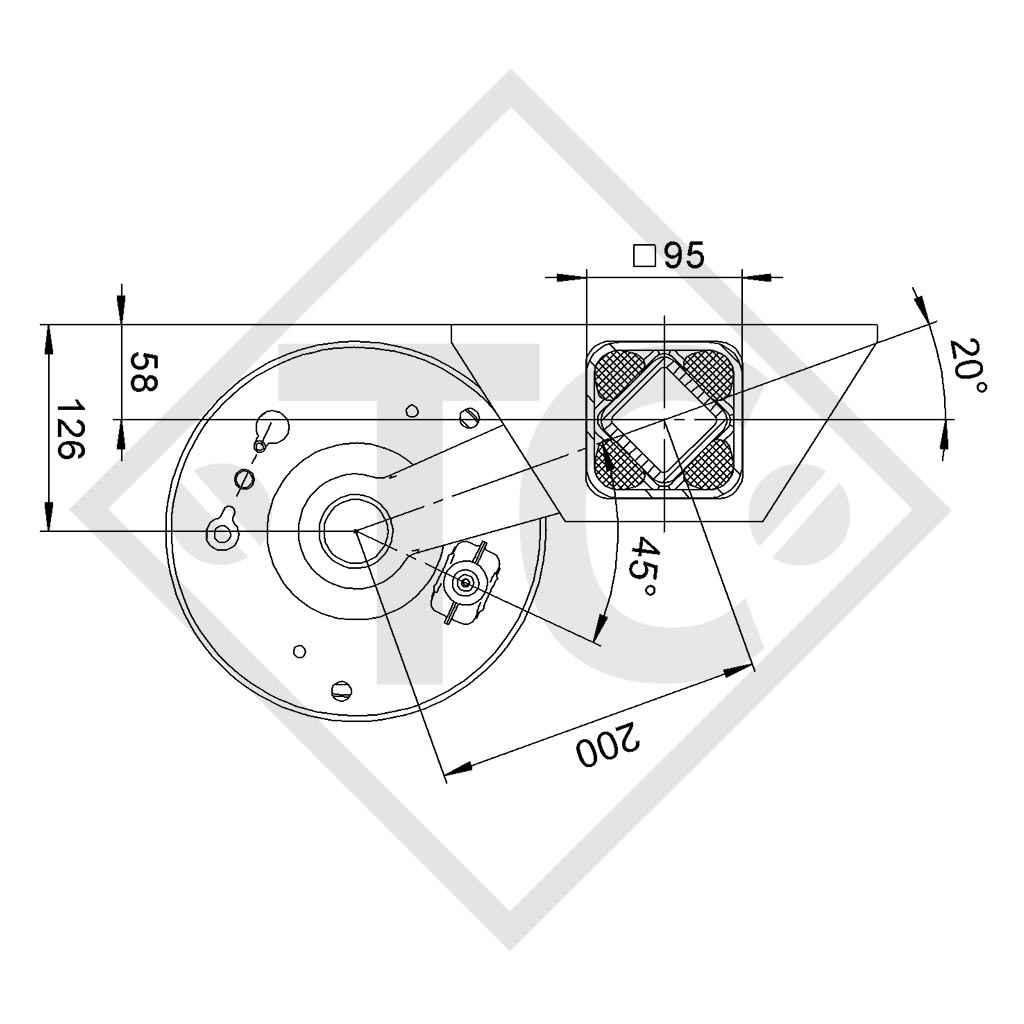 Braked axle SWING 1500kg axle type CB 1505, 46.27.379.102