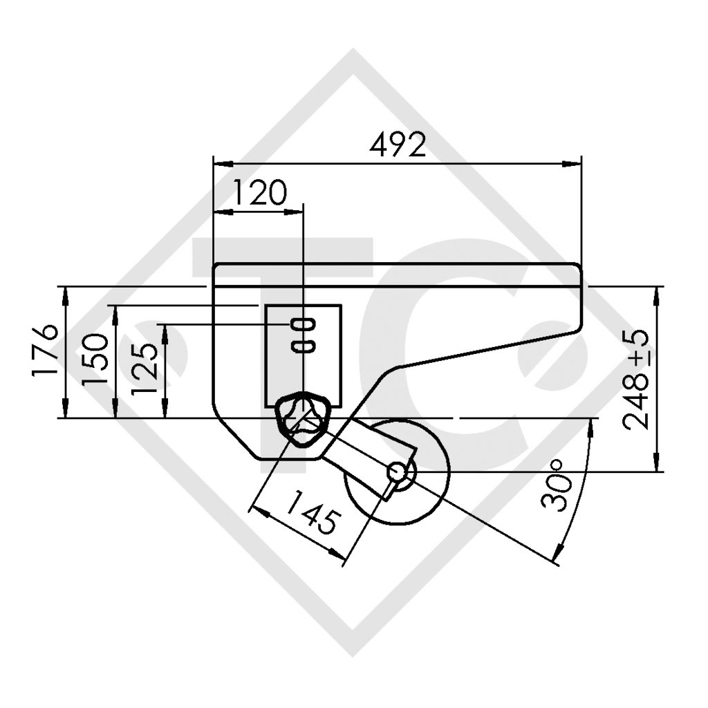 Eje sin freno 750kg PLUS OPTIMA tipo de eje 700-5 con soporte intermedio aumentado