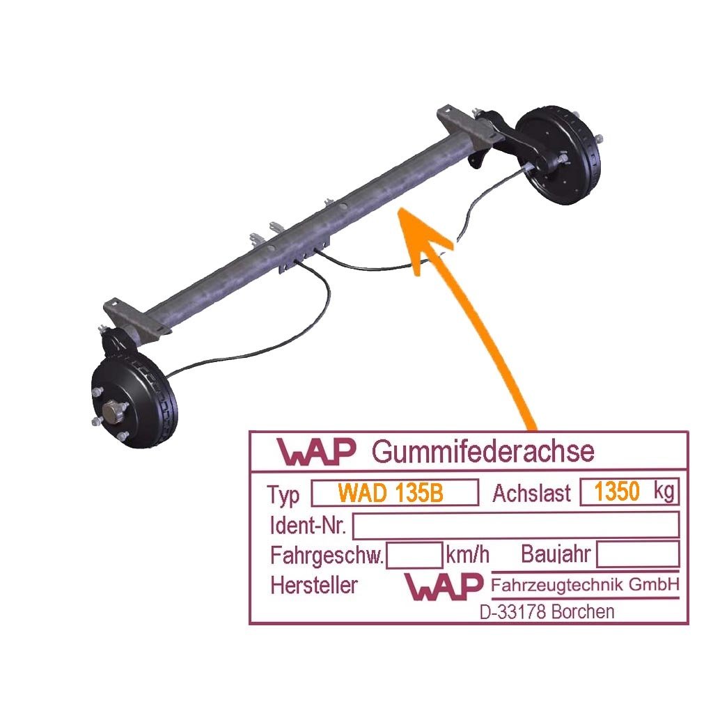 BRAKED AXLE 1350KG WAD-B, AXLE TYPE WAD 135 B