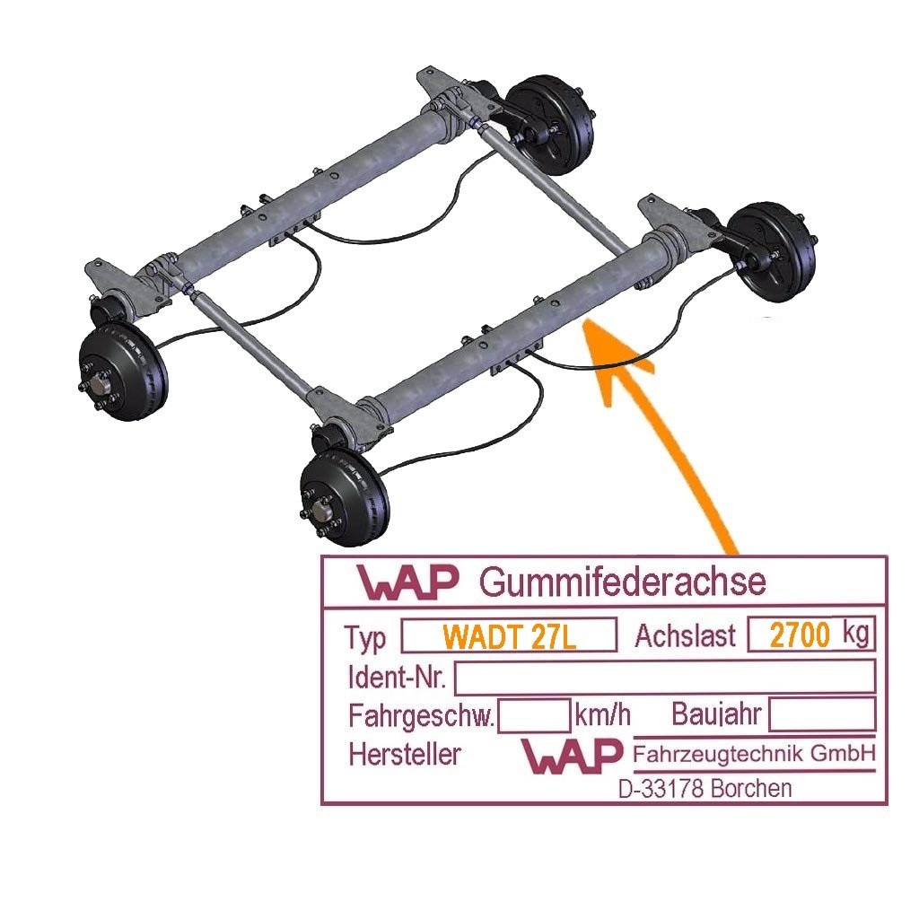 ACHSE TANDEMAGGREGAT GEBREMST 2700KG WADT-L, ACHSTYP WADT 27 L