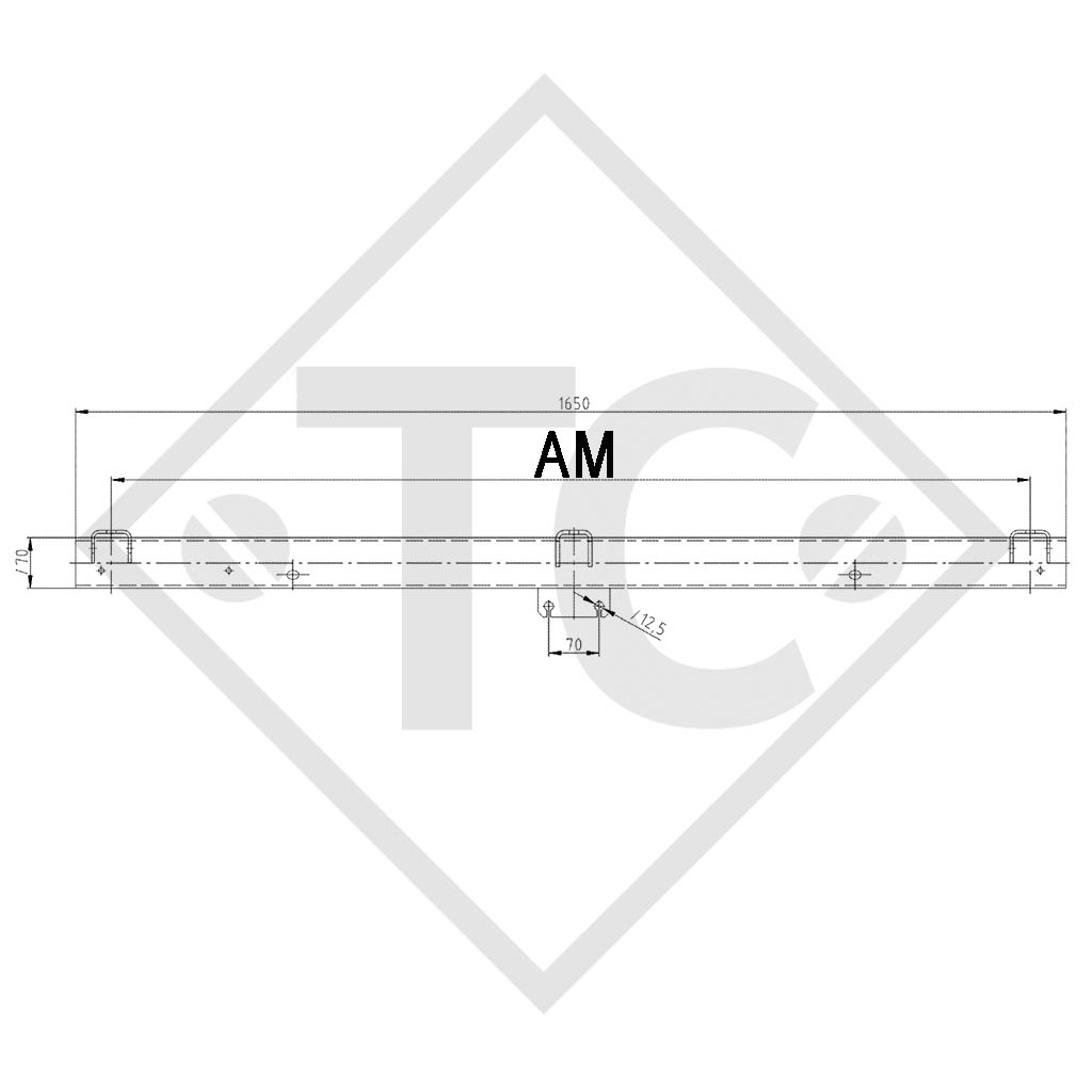 Braked axle 1350kg RONDO axle type DB 1355, 45.25.362.039