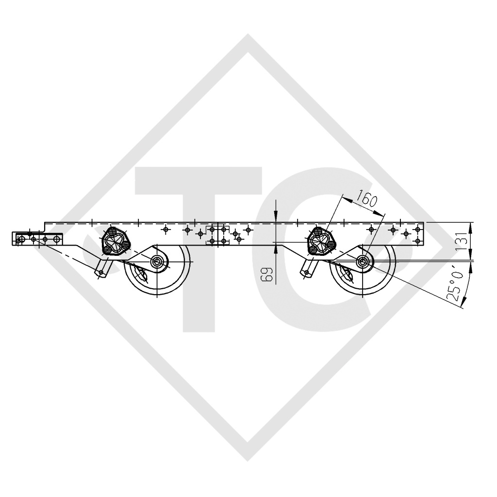 Gruppo tandema assale frenato 2000kg EURO COMPACT tipo di assale 2xB 1000-3