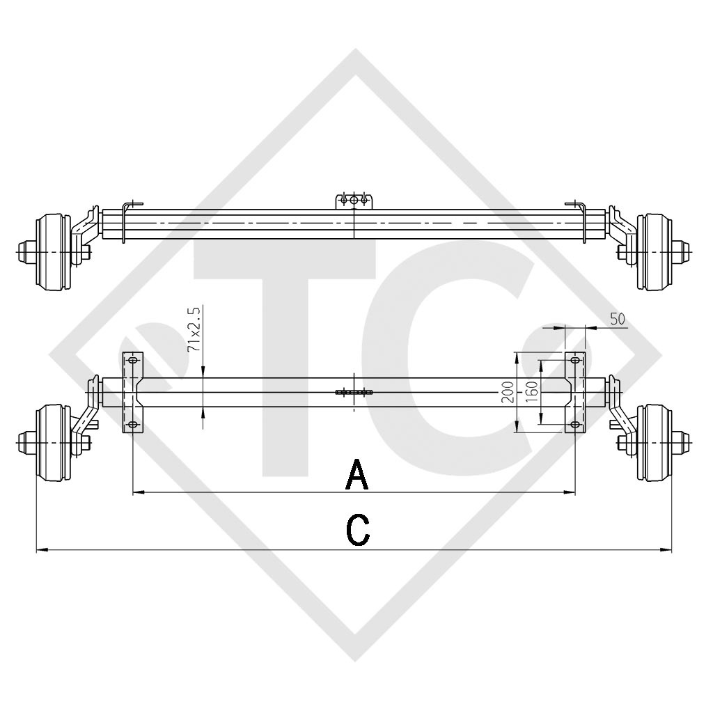 Eje con freno 750kg BASIC tipo de eje B 700-5