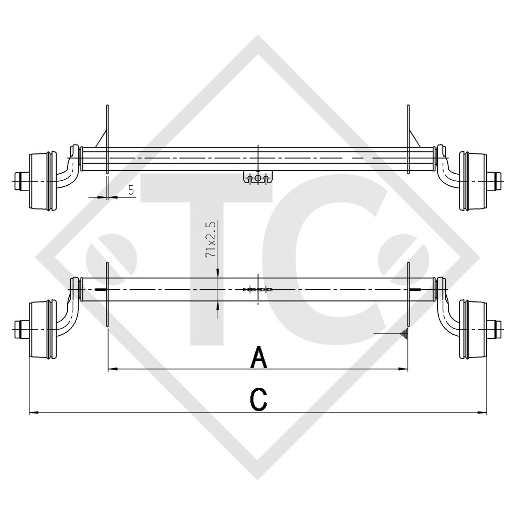 Assale frenato 750kg BASIC tipo di assale B 700-5