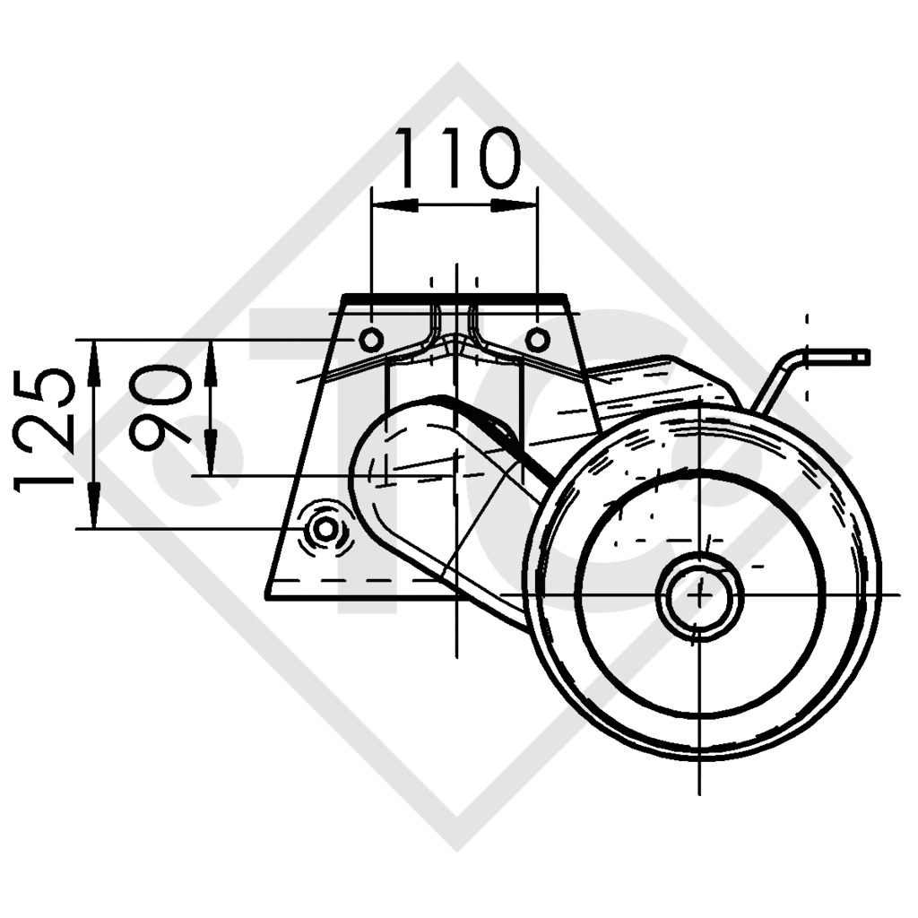 Braked axle 1300kg EURO axle type DELTA SI-N 12