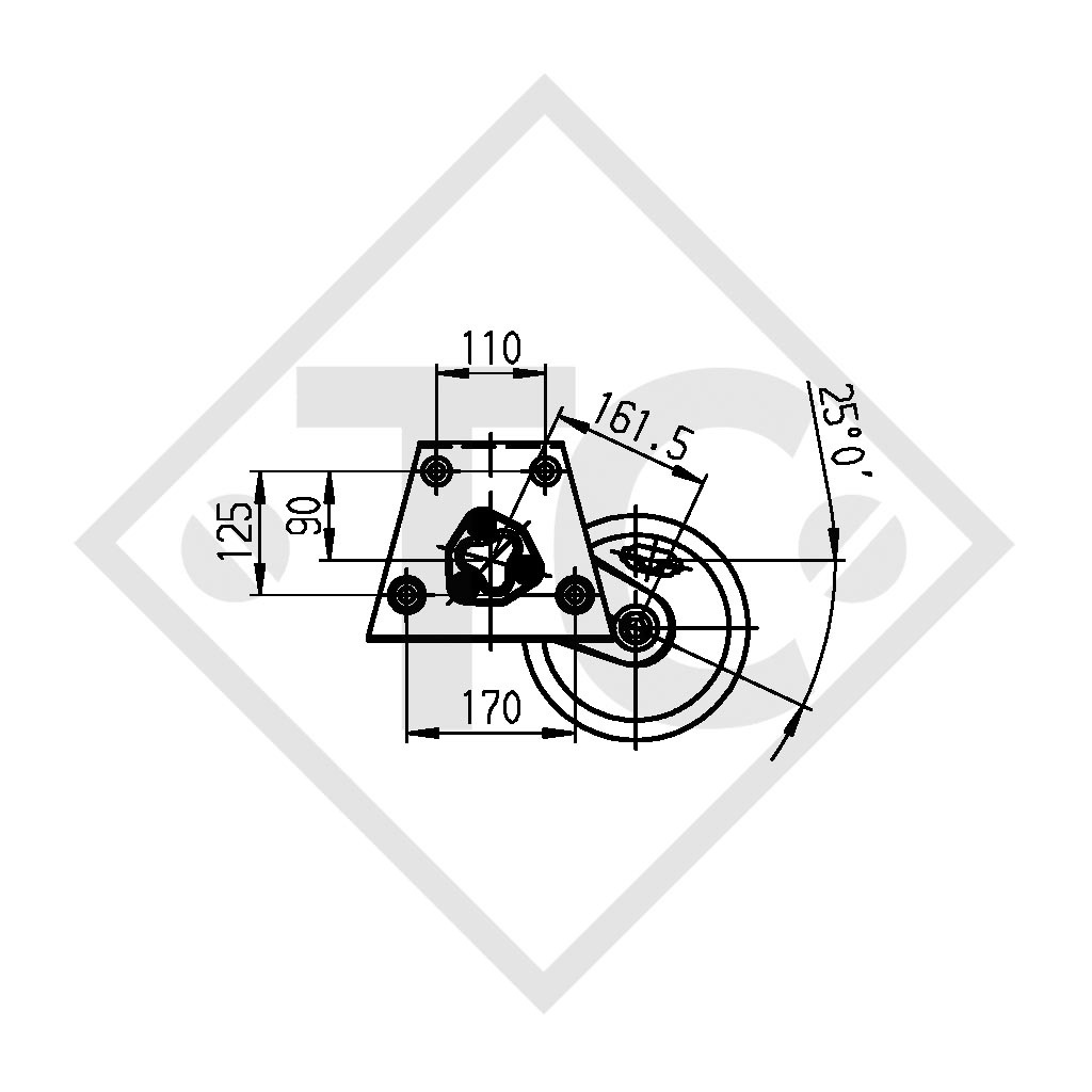 Essieu EURO Plus 1300kg freiné type d'essieu B 1200-5, Bürstner