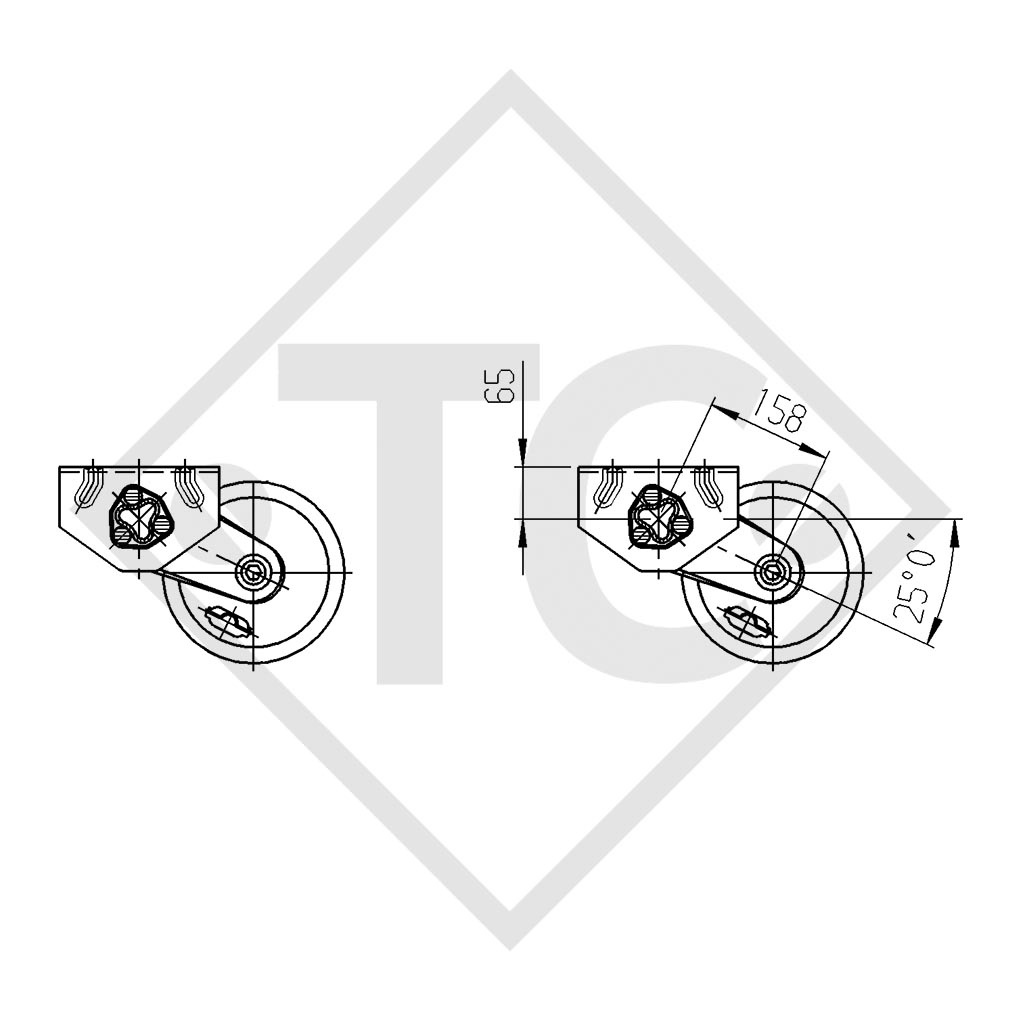 Braked axle 1000kg EURO Compact axle type B 850-10, Humbaur