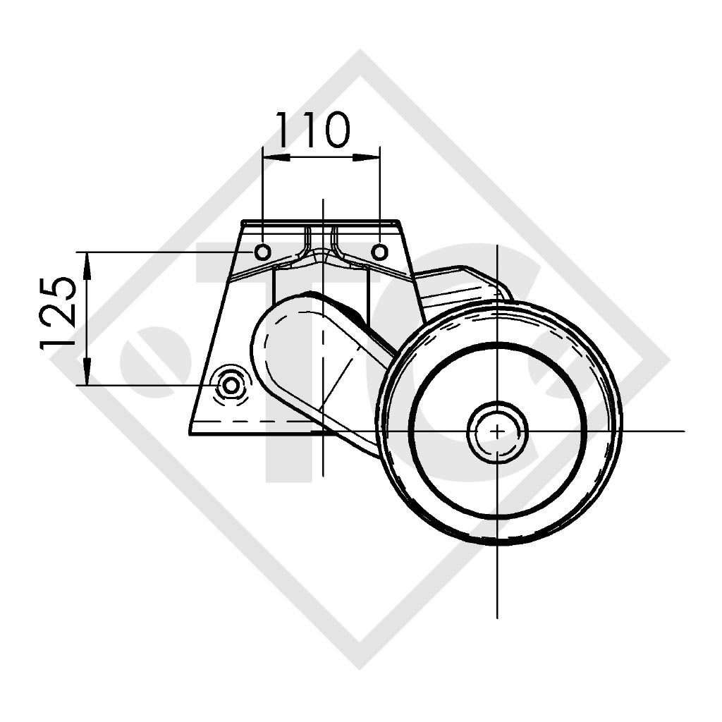 Braked axle 1300kg EURO1 axle type DELTA SI-N 12, ERIBA HYMER NOVA 491