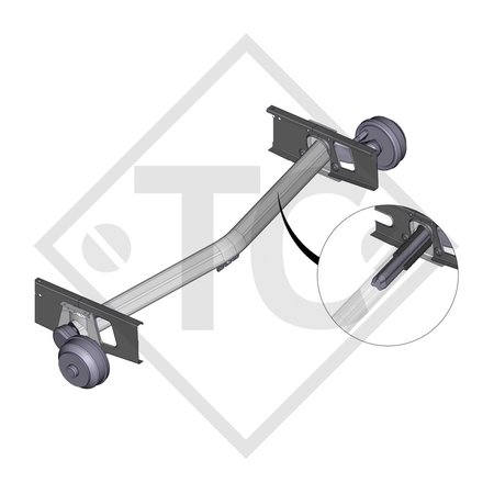 Braked axle 1700kg EURO1 axle type DELTA SIN 14-3 with AAA (automatic adjustment of the brake pads)